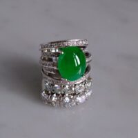 Jadeite Jade Diamond Ring, Gem Gardener, imperial green jade ring, chunky jade ring, jadeite ring singapore, art deco jade ring