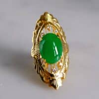 Antique Chinese Jade Ring, Gem Gardener, navette jade ring, antique jade rings for sale, green jade ring, jade ring singapore, imperial green jade ring