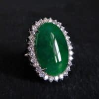 Gem Gardener, Jade Diamond Ring White Gold, green jadeite jade ring, jade jewellery singapore, jade ring singapore, big green jade ring, dark green jade ring