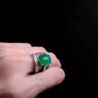 Jadeite Jade Diamond Ring, Gem Gardener, imperial green jade ring, chunky jade ring, jadeite ring singapore, art deco jade ring