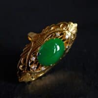 Antique Chinese Jade Ring, Gem Gardener, navette jade ring, antique jade rings for sale, green jade ring, jade ring singapore, imperial green jade ring