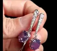 kashmir sapphire earrings, Gem Gardener, violet sapphire earrings, purple sapphire earrings, unheated purple sapphire, sapphire drop earrings