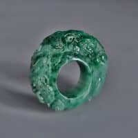 Jade Archer Ring, carved jade saddle ring, size 11.5 mens rings, nine dragon meaning, large jade ring, big green jade ring, jade ring for men, jade jewellery singapore, Gem Gardener