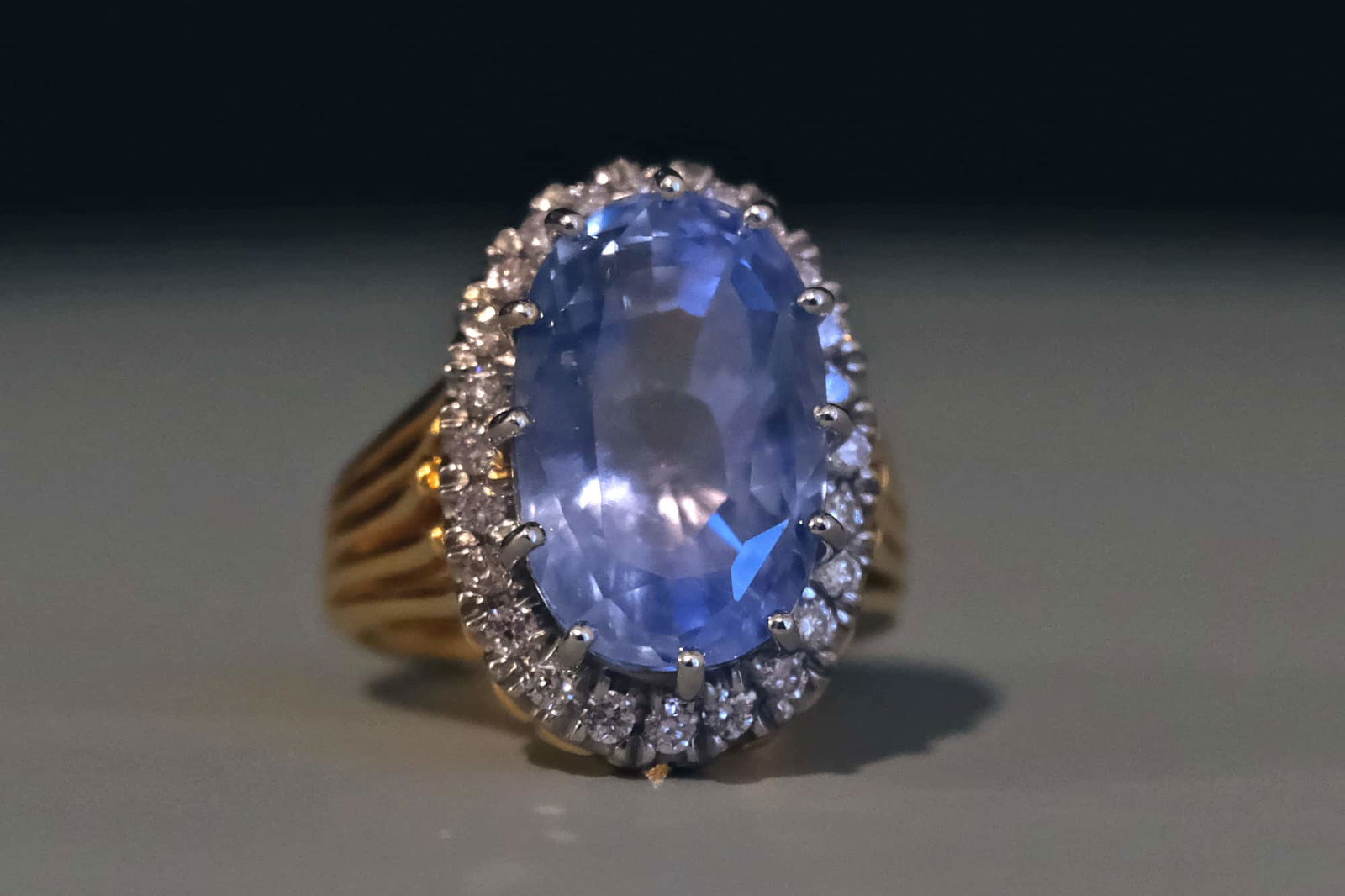 light blue sapphire ring, 15ct natural blue sapphire, light blue sapphire stone, blue sapphire halo ring, unheated blue sapphire ring, blue sapphire ring singapore, nizam jewelry, Gem Gardener