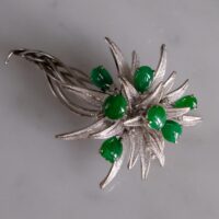 Green Jade Brooch, white gold jade brooch, bouquet flower brooch, palladium jewelry, peranakan jade jewellery, green jade brooches, Gem Gardener