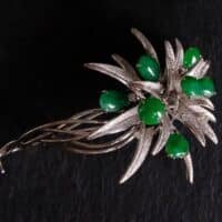 Green Jade Brooch, white gold jade brooch, bouquet flower brooch, palladium jewelry, peranakan jade jewellery, green jade brooches, Gem Gardener