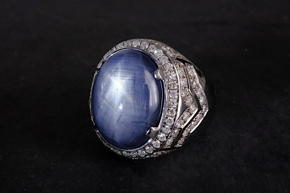 Natural Burmese Star Sapphire Ring Mens 18k Vintage GEM GARDENER