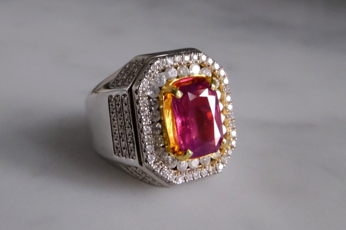 pink sapphire mens ring, vintage mens rings for sale, mens ring singapore, pink purple sapphire ring, vintage rings for men, Gem Gardener