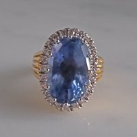 light blue sapphire ring, 15ct natural blue sapphire, light blue sapphire stone, blue sapphire halo ring, unheated blue sapphire ring, blue sapphire ring singapore, nizam jewelry, Gem Gardener