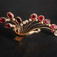 ruby brooch pin, ruby brooch pin for sale, antique ruby and diamond brooch, antique ruby brooch, burmese ruby brooch, ruby jewellery singapore, Gem Gardener