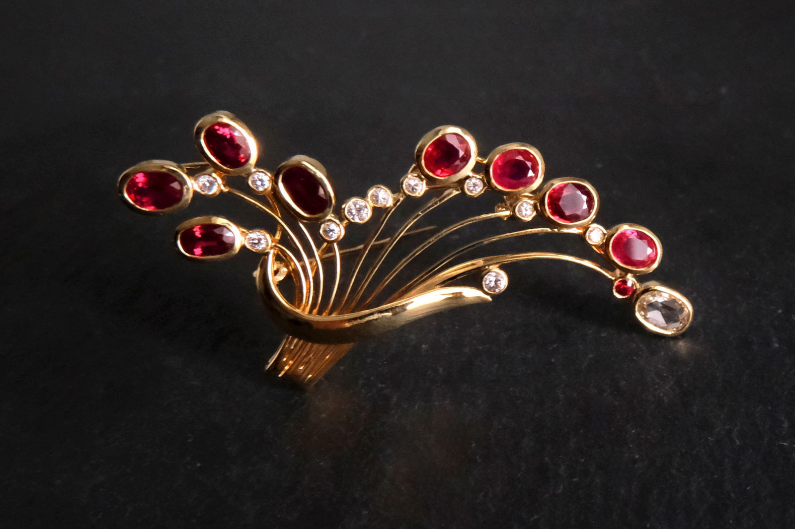 ruby brooch pin, ruby brooch pin for sale, antique ruby and diamond brooch, antique ruby brooch, burmese ruby brooch, ruby jewellery singapore, Gem Gardener