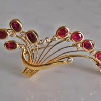 ruby brooch pin, ruby brooch pin for sale, antique ruby and diamond brooch, antique ruby brooch, burmese ruby brooch, ruby jewellery singapore, Gem Gardener