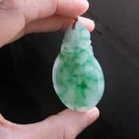 Translucent Jadeite Pendant, jade coin pendant, jade bat pendant, green jadeite carved pendant, vintage jade pendant necklace, jade jewellery singapore, Gem Gardener