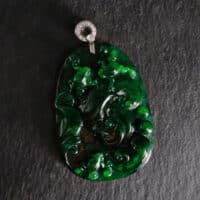 Dark Green Jadeite, dark green jade pendant, jade frog pendant, carved jade frog, green carved jade necklace, carved jadeite pendant, Gem Gardener