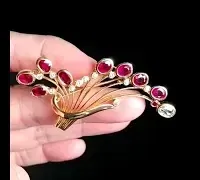 ruby brooch pin, ruby brooch pin for sale, antique ruby and diamond brooch, antique ruby brooch, burmese ruby brooch, ruby jewellery singapore, Gem Gardener