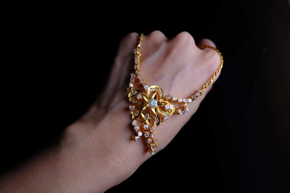 Antique Hand Cut Diamond Ribbon Peranakan Necklace 18k GEM GARDENER