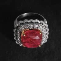 hot pink spinel ring, spinel ring singapore, neon pink mahenge spinel, spinel engagement ring, pink spinel and diamond ring, Gem Gardener