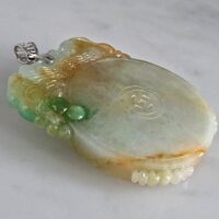Yellow Jade Carved Pendant, carved jadeite pendant, carved jade jewelry for sale, large carved jade pendant, jade pendant singapore, jadeite pendants for sale, Gem Gardener