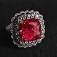 hot pink spinel ring, spinel ring singapore, neon pink mahenge spinel, spinel engagement ring, pink spinel and diamond ring, Gem Gardener