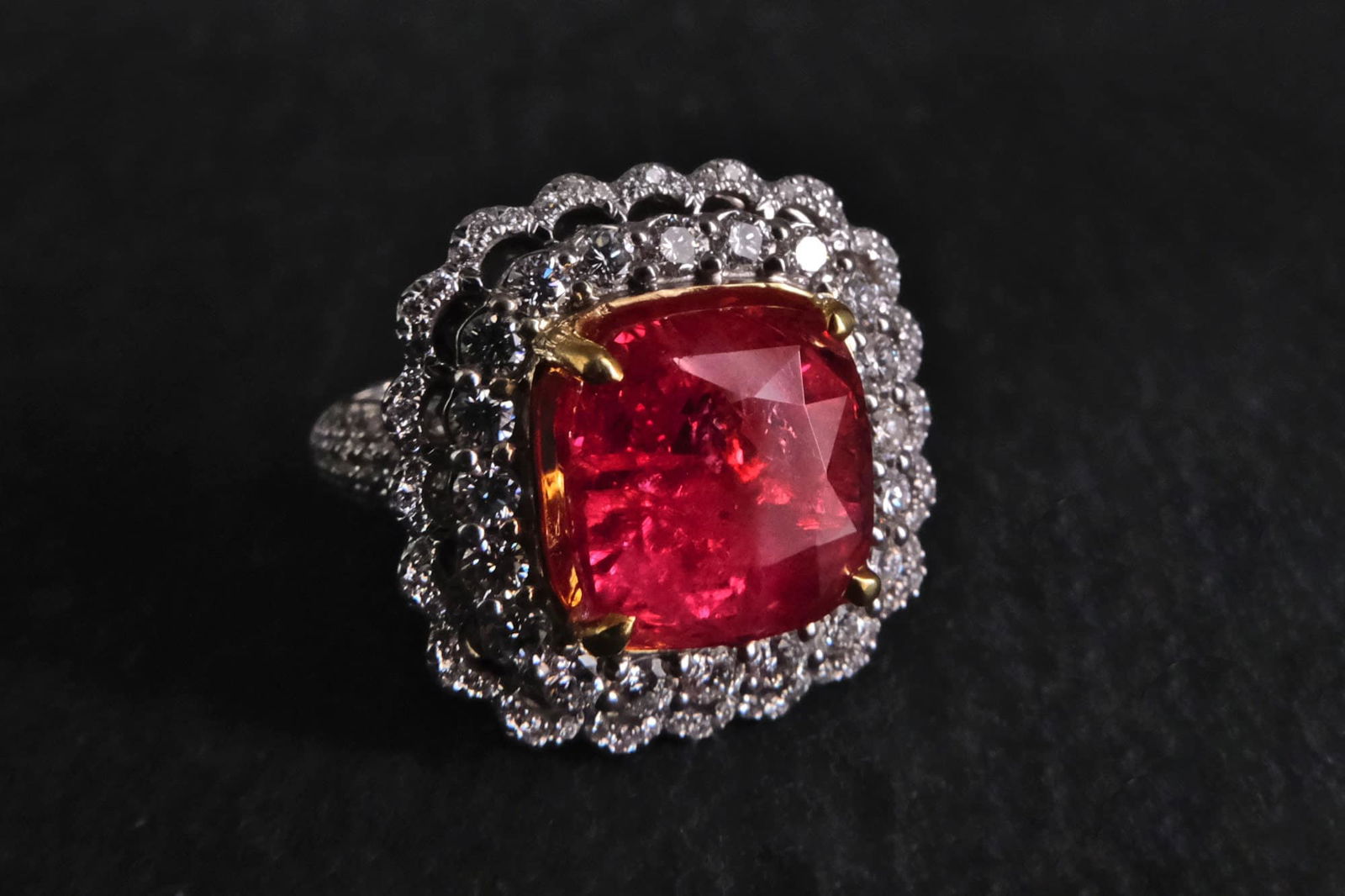 hot pink spinel ring, spinel ring singapore, neon pink mahenge spinel, spinel engagement ring, pink spinel and diamond ring, Gem Gardener