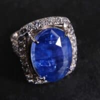 large sapphire diamond ring, big blue sapphire ring, buy large sapphire ring, blue sapphire ring singapore, natural unheated blue sapphire, Gem Gardener
