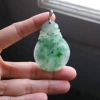 Translucent Jadeite Pendant, jade coin pendant, jade bat pendant, green jadeite carved pendant, vintage jade pendant necklace, jade jewellery singapore, Gem Gardener
