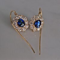 Sapphire Diamond Drop Earrings, royal blue sapphire earrings, drop earrings singapore, sapphire earrings singapore, blue sapphire dangle earrings, sapphire drop earrings yellow gold, Gem Gardener