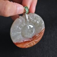 Red Jade Carved Dragon Pendant, natural red jadeite, jade pendant mens, large carved jade pendant, jade jewelry mens, dragon carved pendant, Gem Gardener