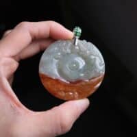 Red Jade Carved Dragon Pendant, natural red jadeite, jade pendant mens, large carved jade pendant, jade jewelry mens, dragon carved pendant, Gem Gardener