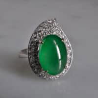 translucent jade ring, icy green jadeite, vintage jade ring white gold, jade ring singapore, jadeite cabochon ring, Gem Gardener