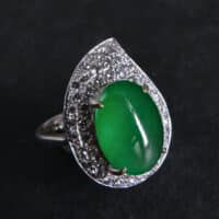translucent jade ring, icy green jadeite, vintage jade ring white gold, jade ring singapore, jadeite cabochon ring, Gem Gardener