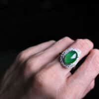 translucent jade ring, icy green jadeite, vintage jade ring white gold, jade ring singapore, jadeite cabochon ring, Gem Gardener