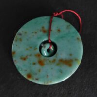 Large Green Jade Pendant Donut Carving Amulet