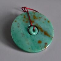 Large Green Jade Pendant Donut Carving Amulet