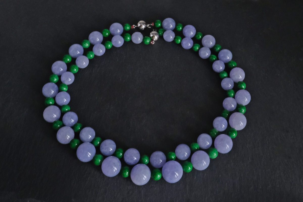 Natural 10mm Lavender Jade Gemstone Beads Necklace & Earrings Set – 18 Inch, AAA Quality, Unbranded