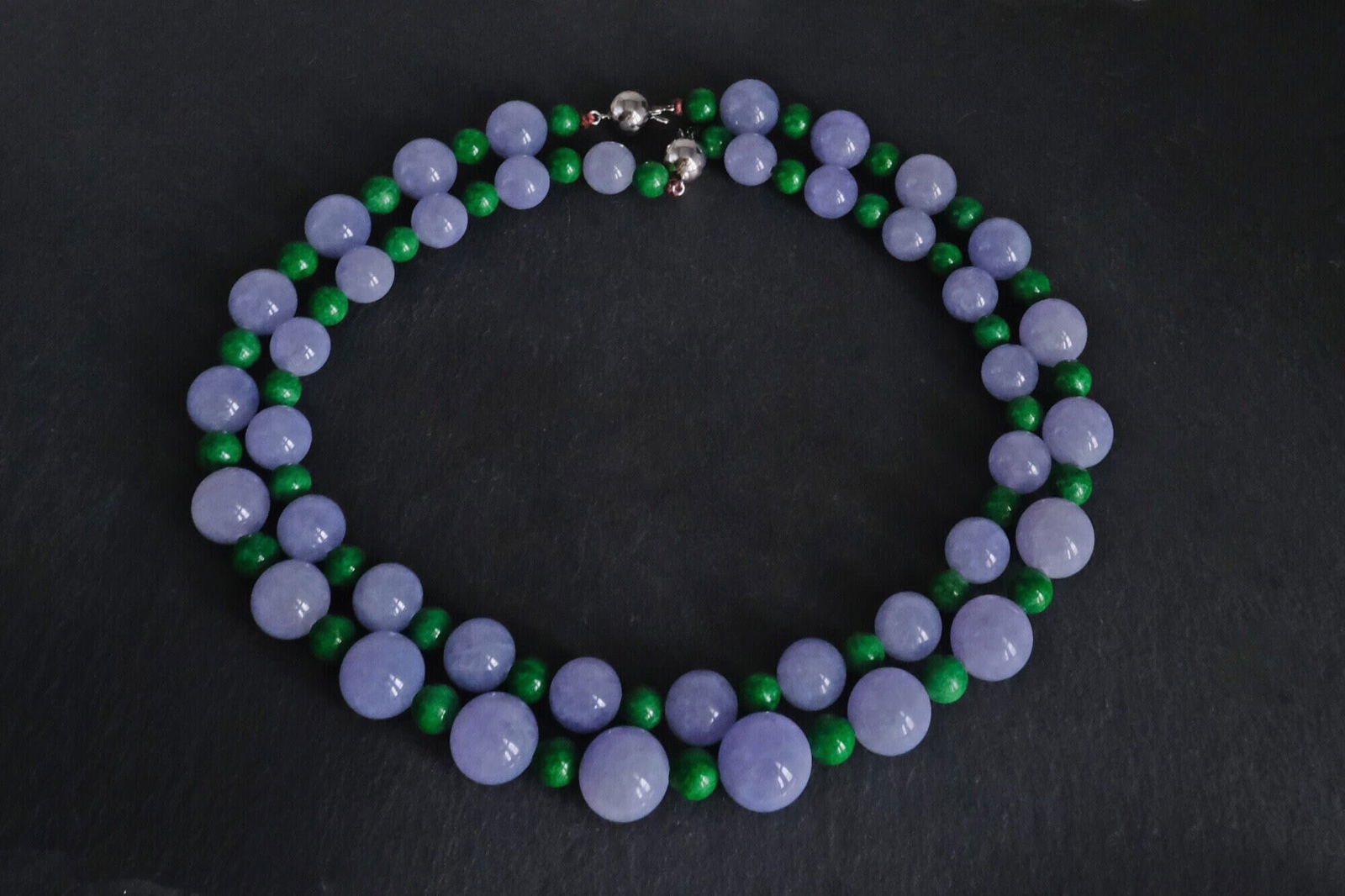 Lavender Jadeite Jade Necklace, lavender jade bead necklace, large jade bead choker necklace, christies jade bead necklace, christies lavender jadeite ring, sotheby's jadeite, purple jade necklace, lavender jade necklace for sale, Gem Gardener