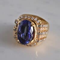6ct Tanzanite Diamond Ring Men 10k Vintage
