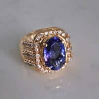 6ct Tanzanite Diamond Ring Men 10k Vintage