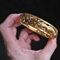 gold dragon and phoenix bangle, antique gold bangles for sale, dragon phoenix gold bangle, antique gold jewelry for sale
