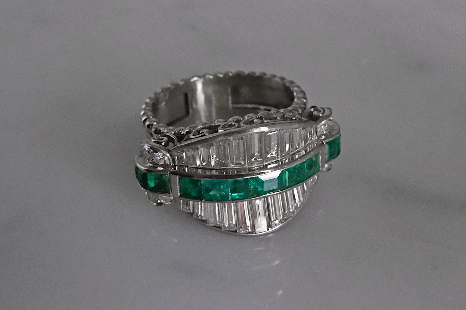 Art Deco Emerald Ring, emerald and baguette diamond ring, antique art deco emerald ring, platinum emerald ring vintage, emerald ring singapore, peranakan jewelry ring, Gem Gardener