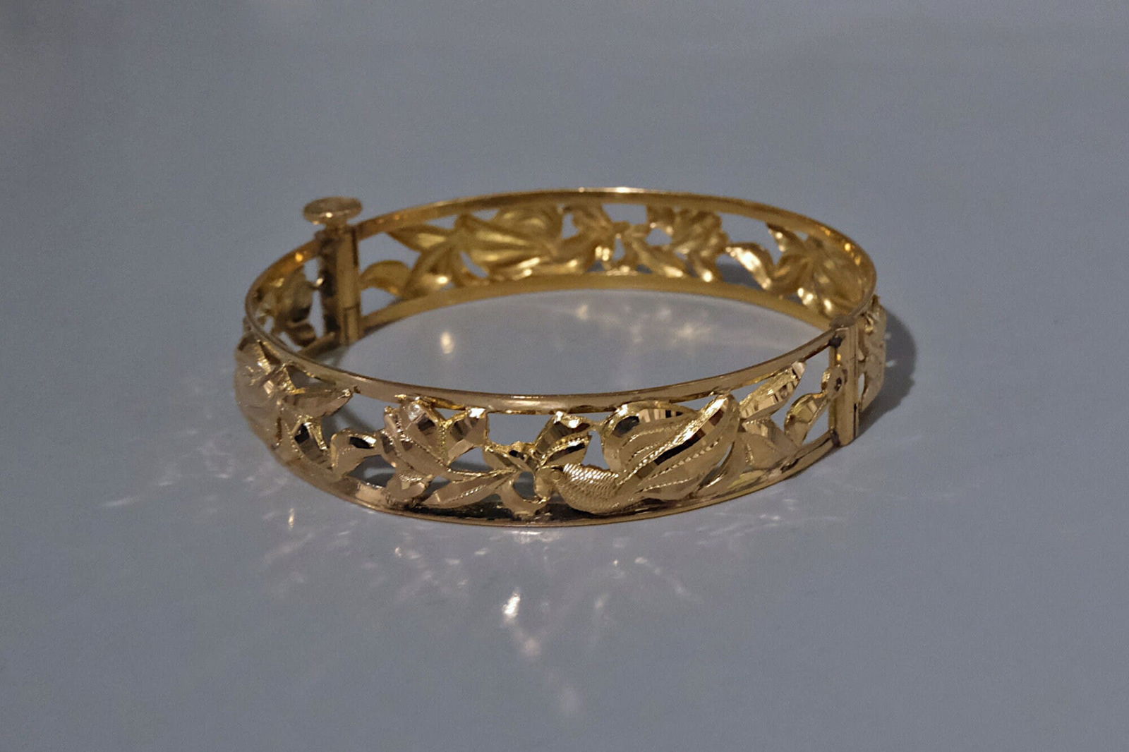 Phoenix Gold Bangle, peranakan bracelet, carved gold bangles, vintage peranakan jewellery, antique gold jewellery singapore, 22k gold bangle bracelet, Gem Gardener