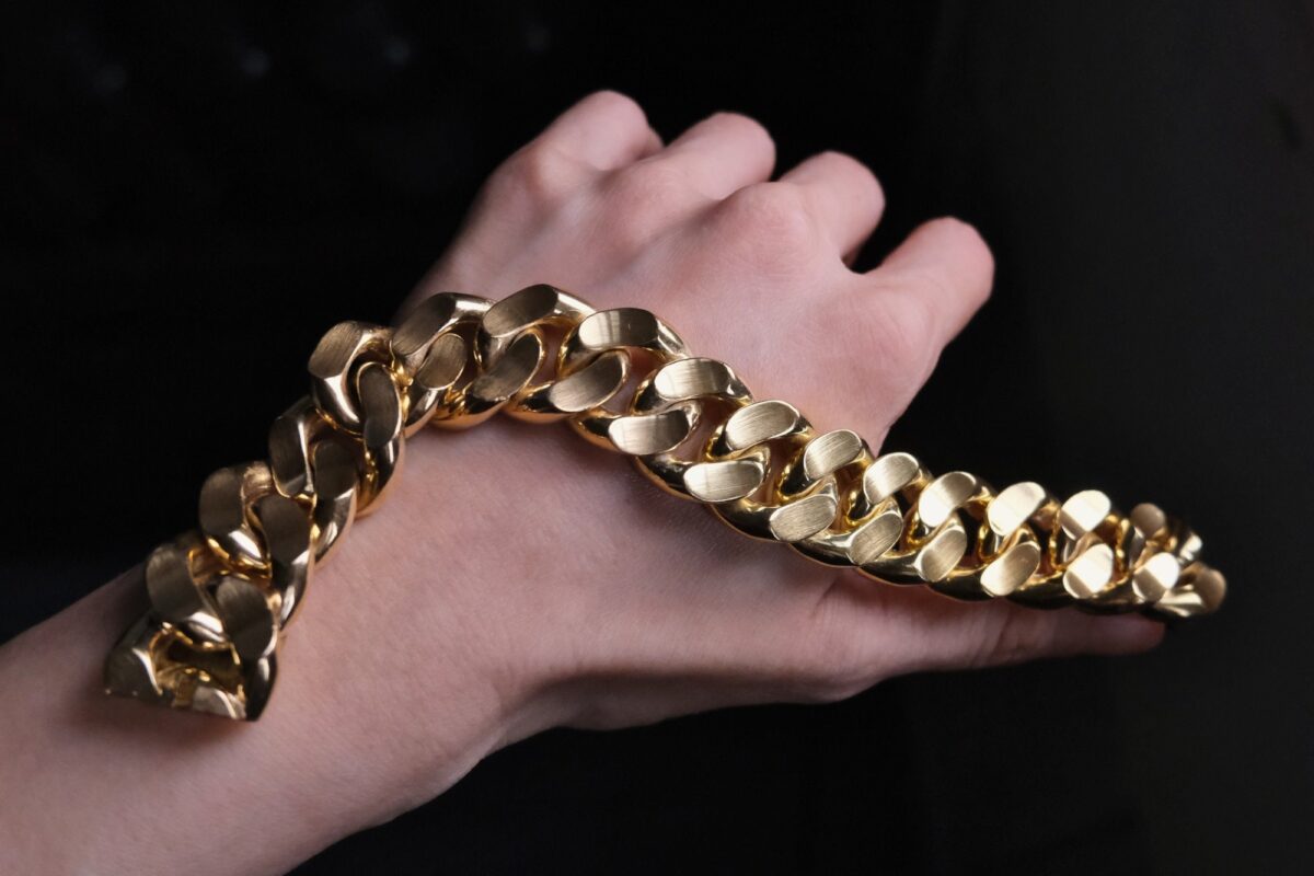 Cuban Bracelet Mens Gold Chain Link Bracelet Large Cuban Link Bracelet Men  18k Vintage GEM GARDENER