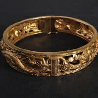 gold dragon and phoenix bangle, antique gold bangles for sale, dragon phoenix gold bangle, antique gold jewelry for sale