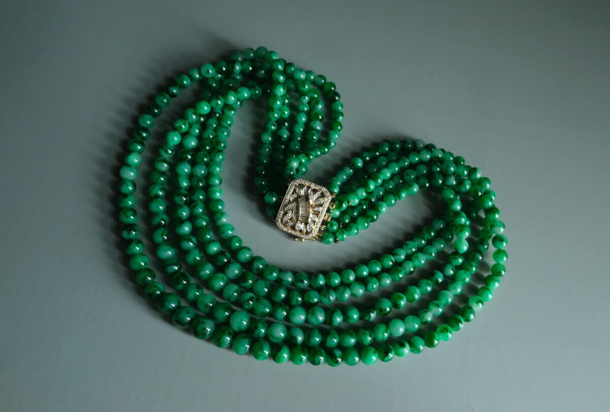Jadeite Choker Necklace Jade Beads 18k GEM GARDENER