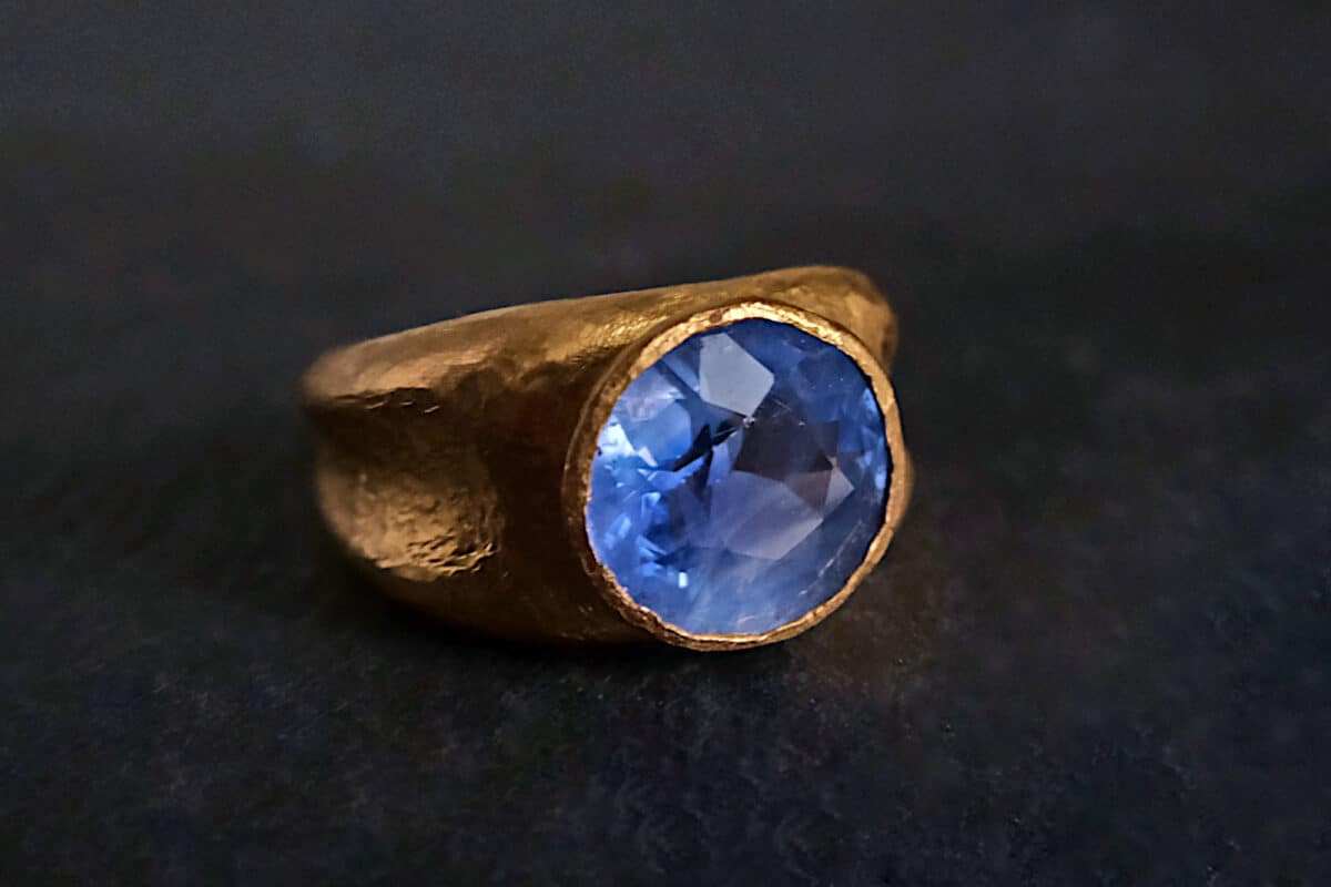 Natural Light Round Blue Sapphire Ring GEM GARDENER