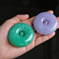 Pair Lavender Green Large Jade Pendant Carvings