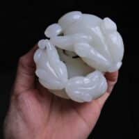 Creamy White Nephrite, white nephrite jade, carving nephrite jade, jade goat, nephrite jade ornament, high quality nephrite jade, chinese jade animal figurines, vintage jade carvings, Gem Gardener