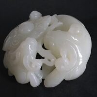 Nephrite Ornament, Creamy White Nephrite, white nephrite jade, carving nephrite jade, jade goat, nephrite jade ornament, high quality nephrite jade, chinese jade animal figurines, vintage jade carvings, Gem Gardener