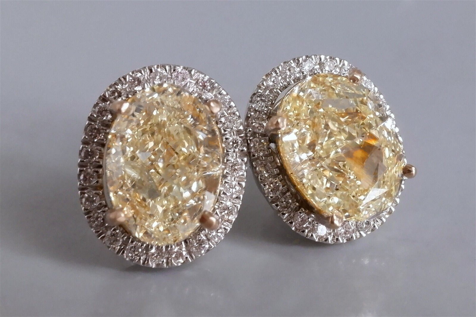 3 Carat Diamond Stud Earrings, diamond stud earrings jackets, diamond earring jackets white gold, light yellow stud earrings, light yellow diamond earrings, diamond stud earrings singapore, Gem Gardener