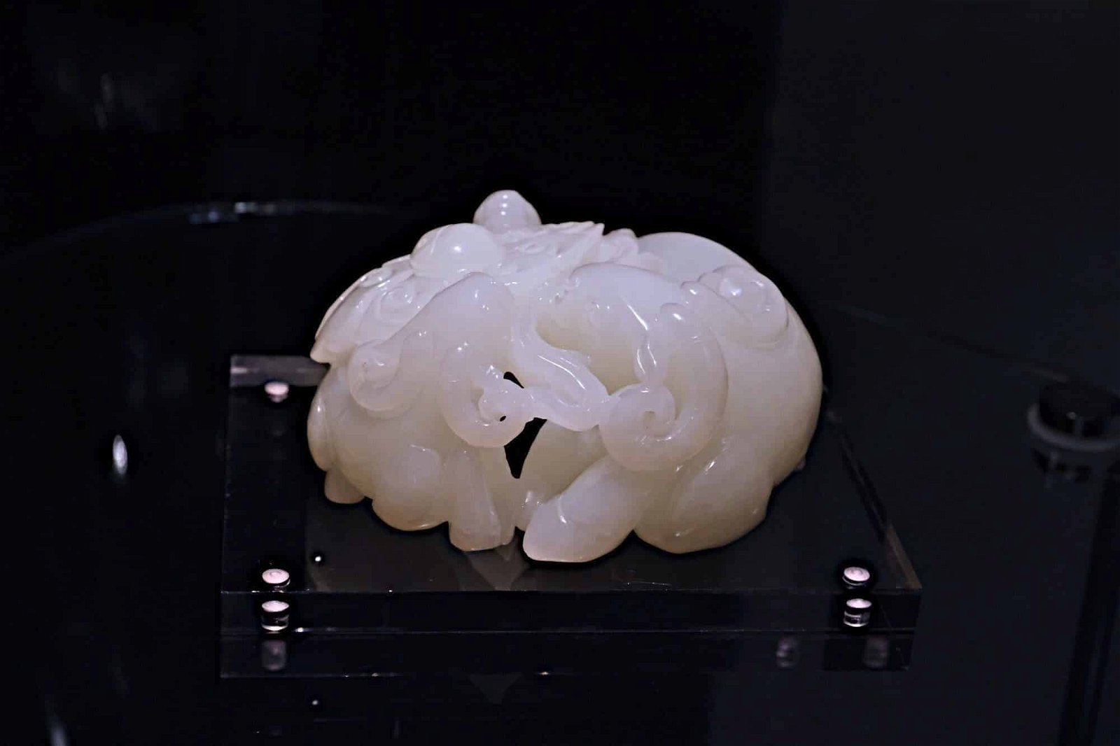 Nephrite Ornament, Creamy White Nephrite, white nephrite jade, carving nephrite jade, jade goat, nephrite jade ornament, high quality nephrite jade, chinese jade animal figurines, vintage jade carvings, Gem Gardener